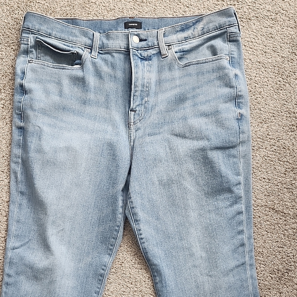 Express Light Blue Men's Straight Jeans - Picture 2 of 3